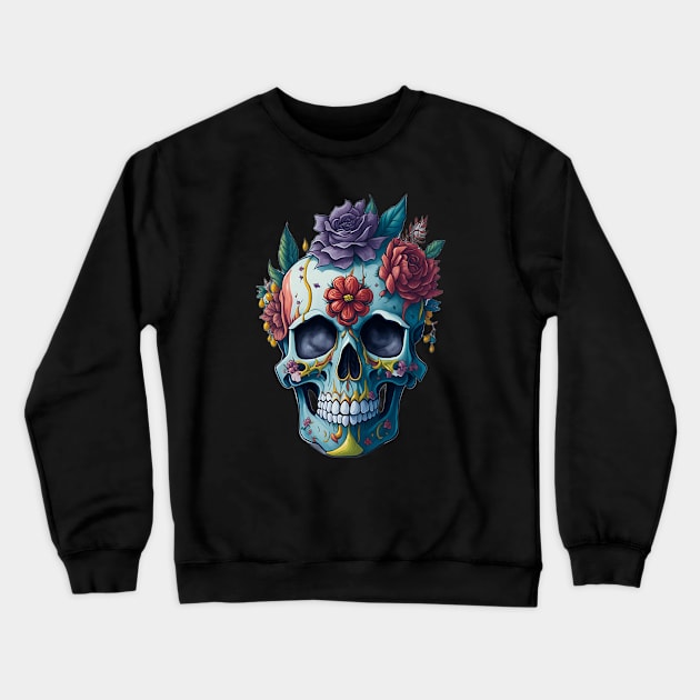 Mexican Day of the Dead: A Kaleidoscope of Colors and Calaveras Crewneck Sweatshirt by ImaginativeInkPOD